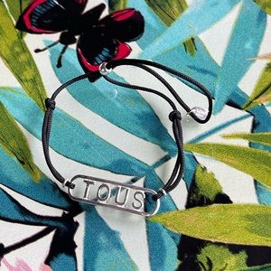 Black nylon Bracelet with silver Logo